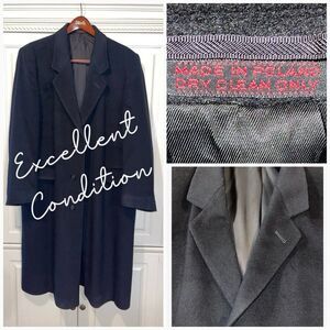 Unbranded‎ Coat Men 44L Black Heavy Trench Long Made In Poland Wool Cashmere